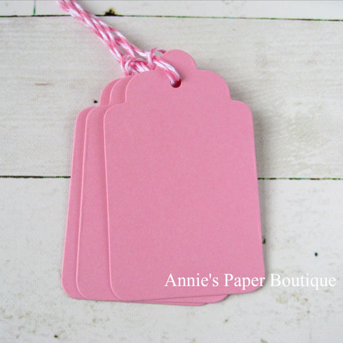 Pink Scallop Tags with Tickled Pink Trendy Twine