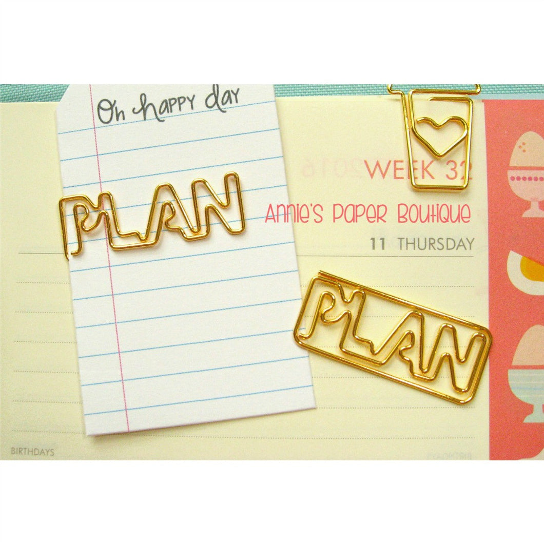 Plan Paper Clips - Gold Planner Clip