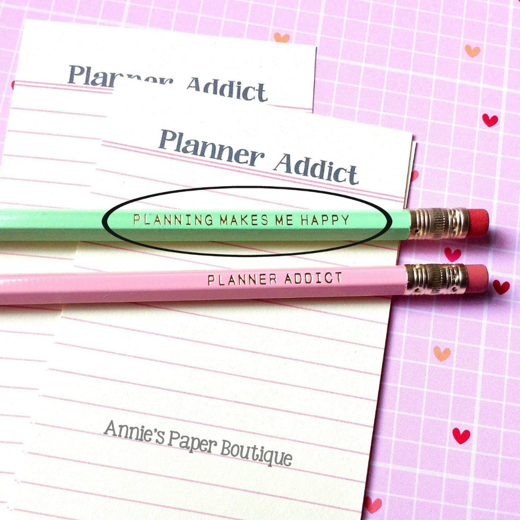 Planning Makes Me Happy Pencils - Mint Green