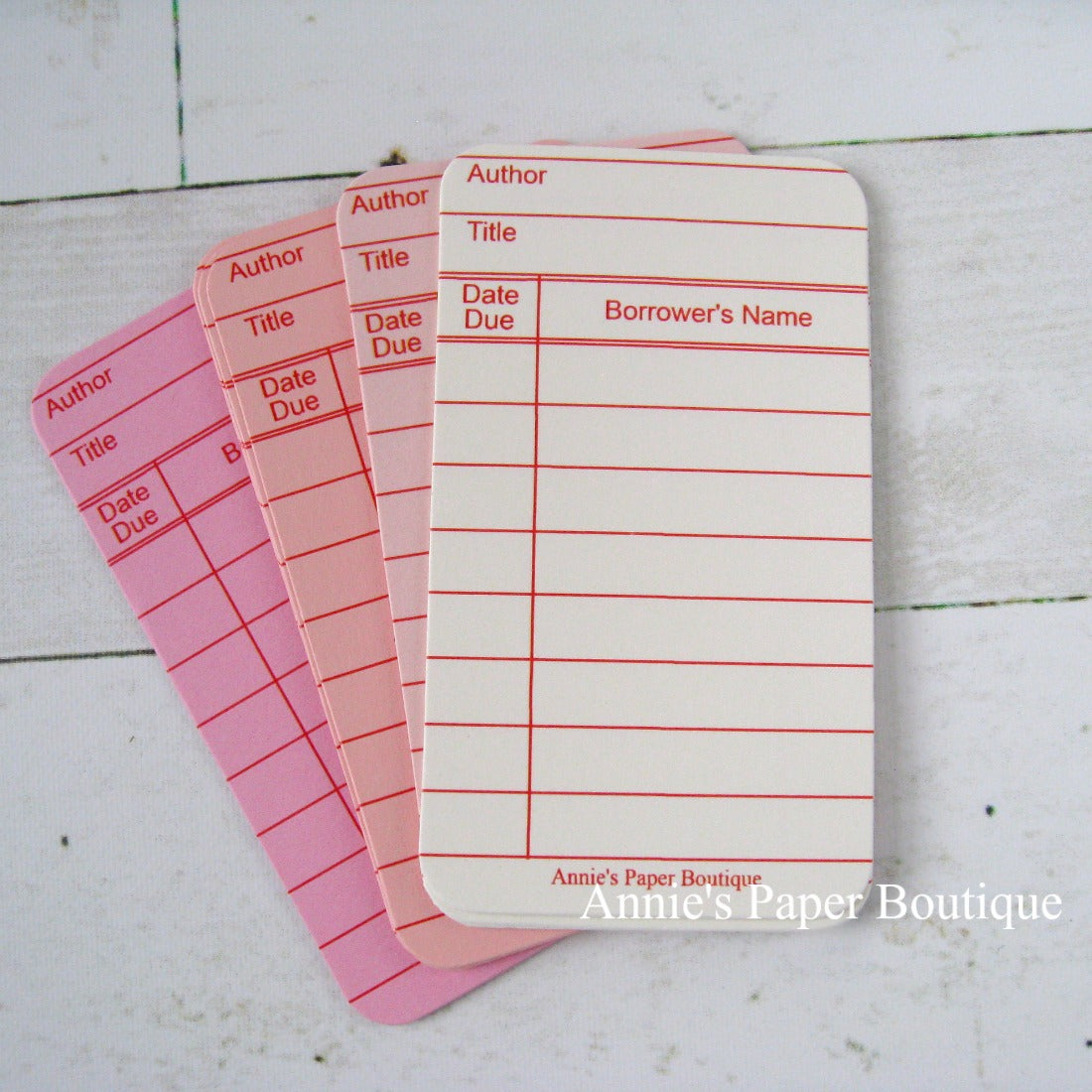 Pink and Red Mini Library Cards - Journaling Tags, Library Ephemera ...