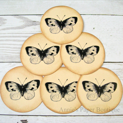 Round Butterfly No.2 Vintage Inspired Tags