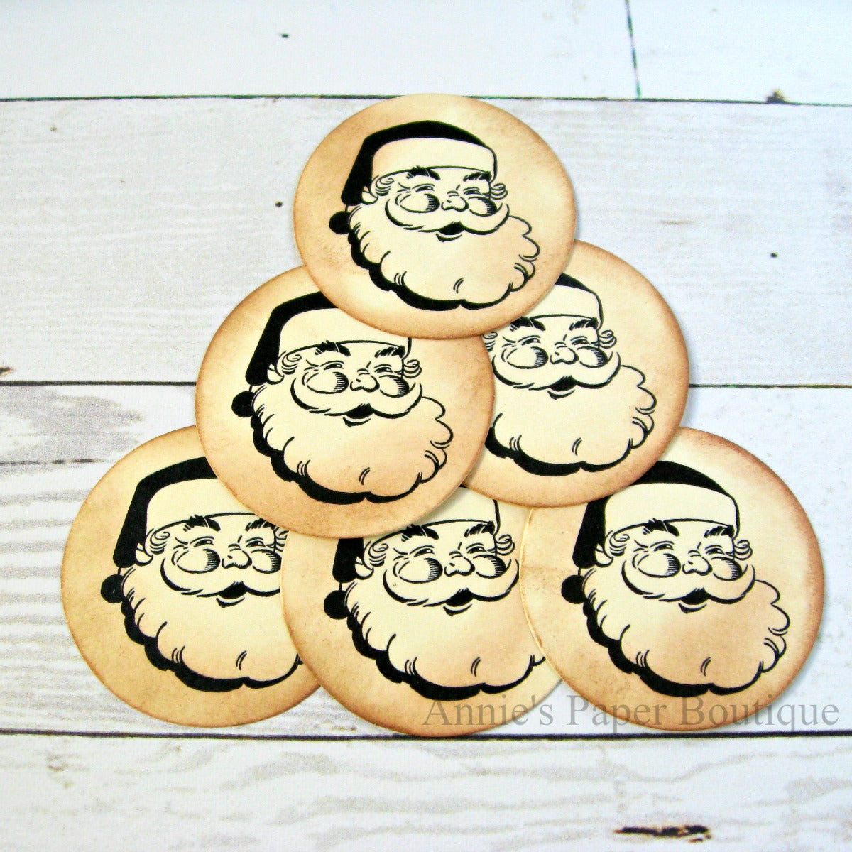 Round Santa #3 Tags