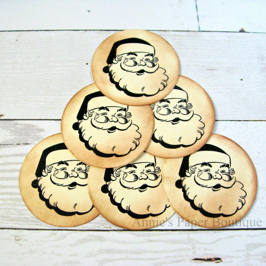Round Santa #3 Tags