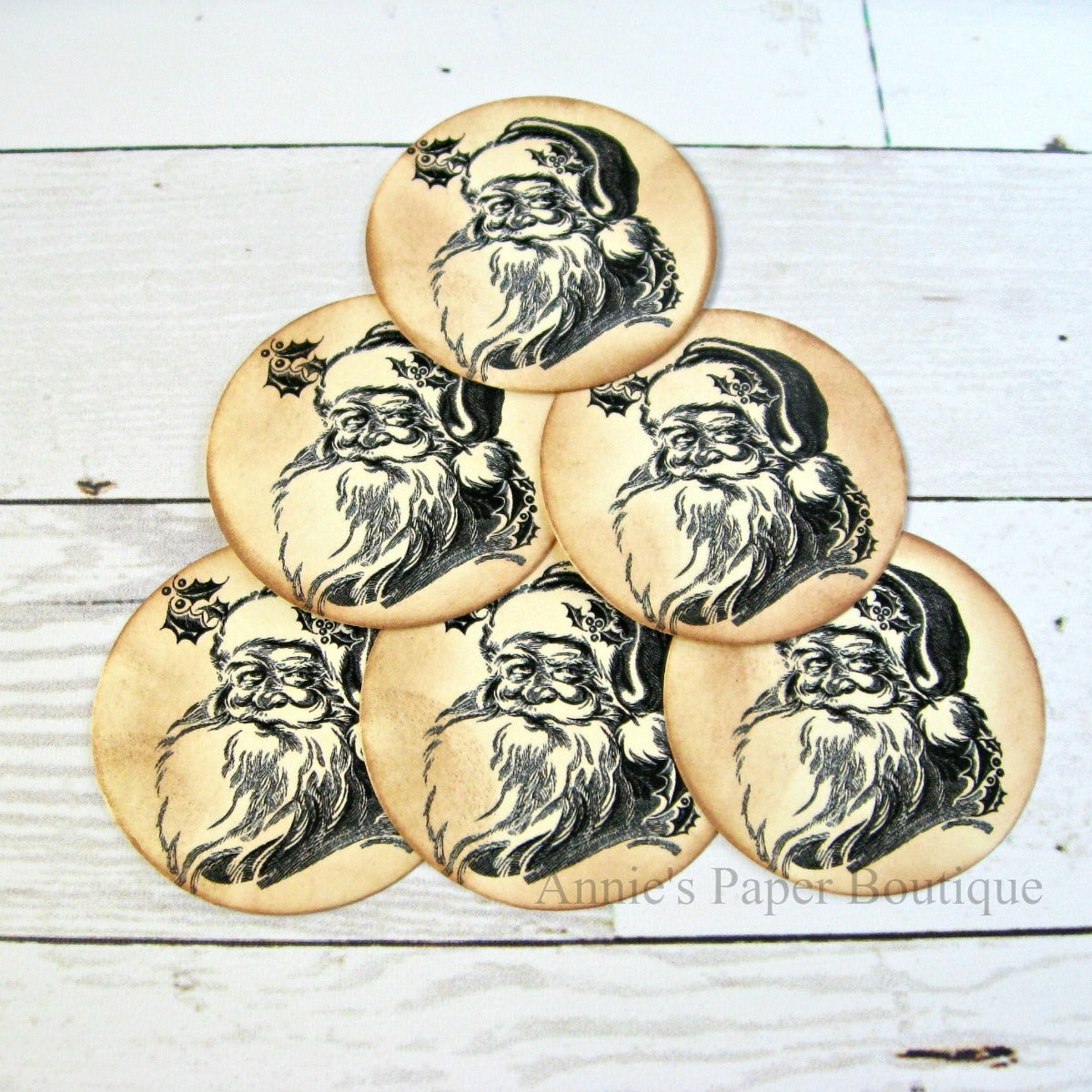 Round Santa Tags
