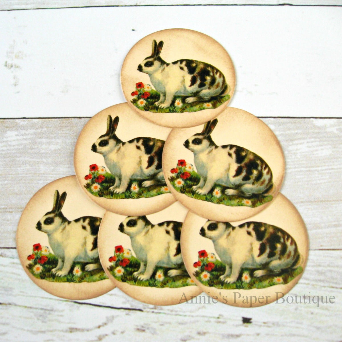 Spotted Bunny Round Vintage Inspired Tags