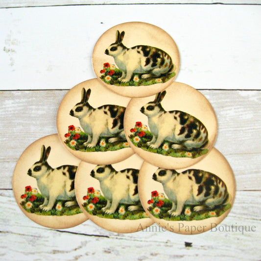 Spotted Bunny Round Vintage Inspired Tags