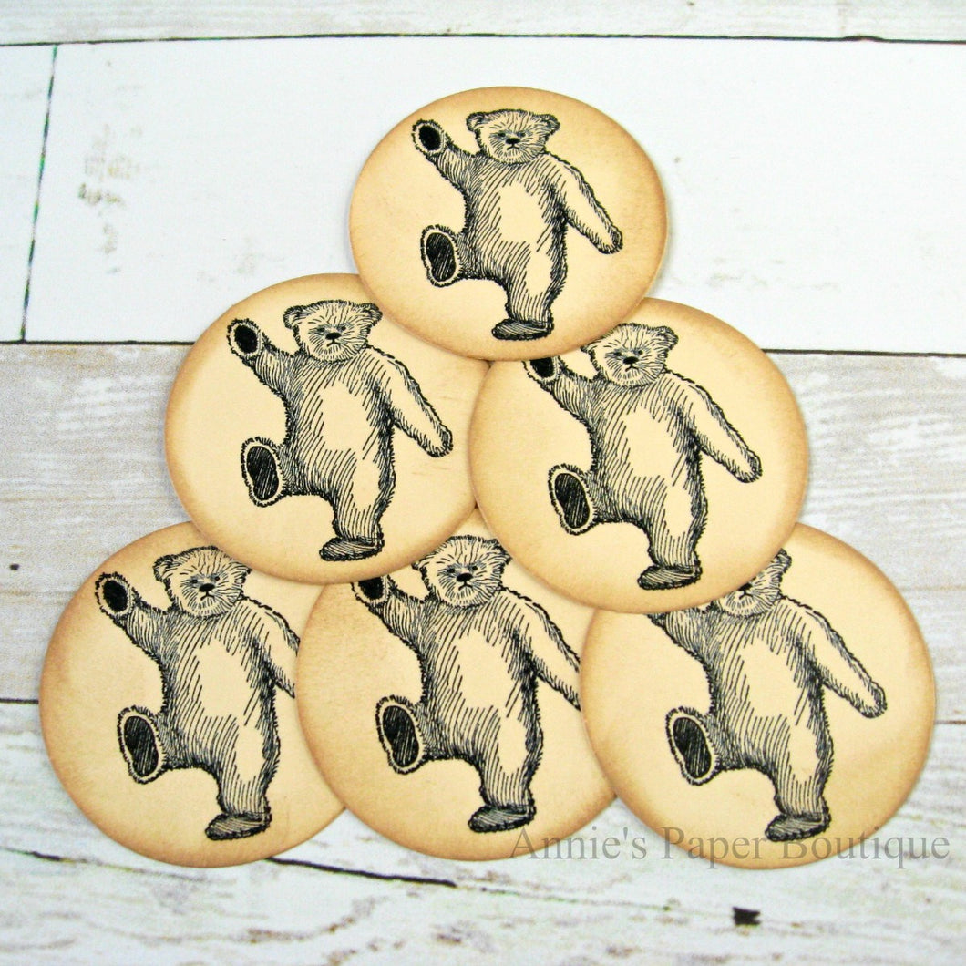Round Teddy Bear Vintage Inspired Tags