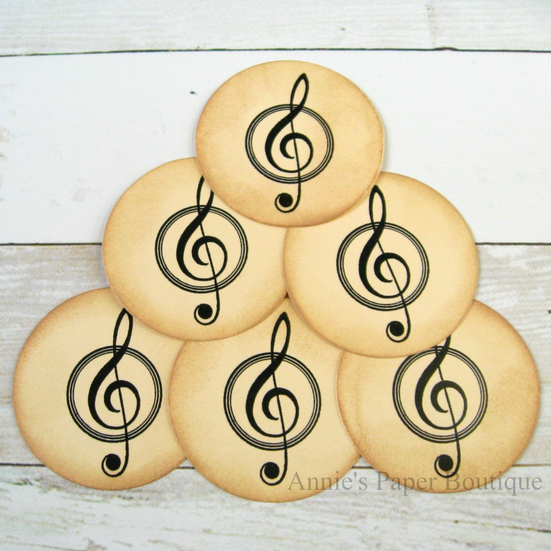 Round Treble Clef Tags - Vintage Inspired, Retro, Music Ephemera ...
