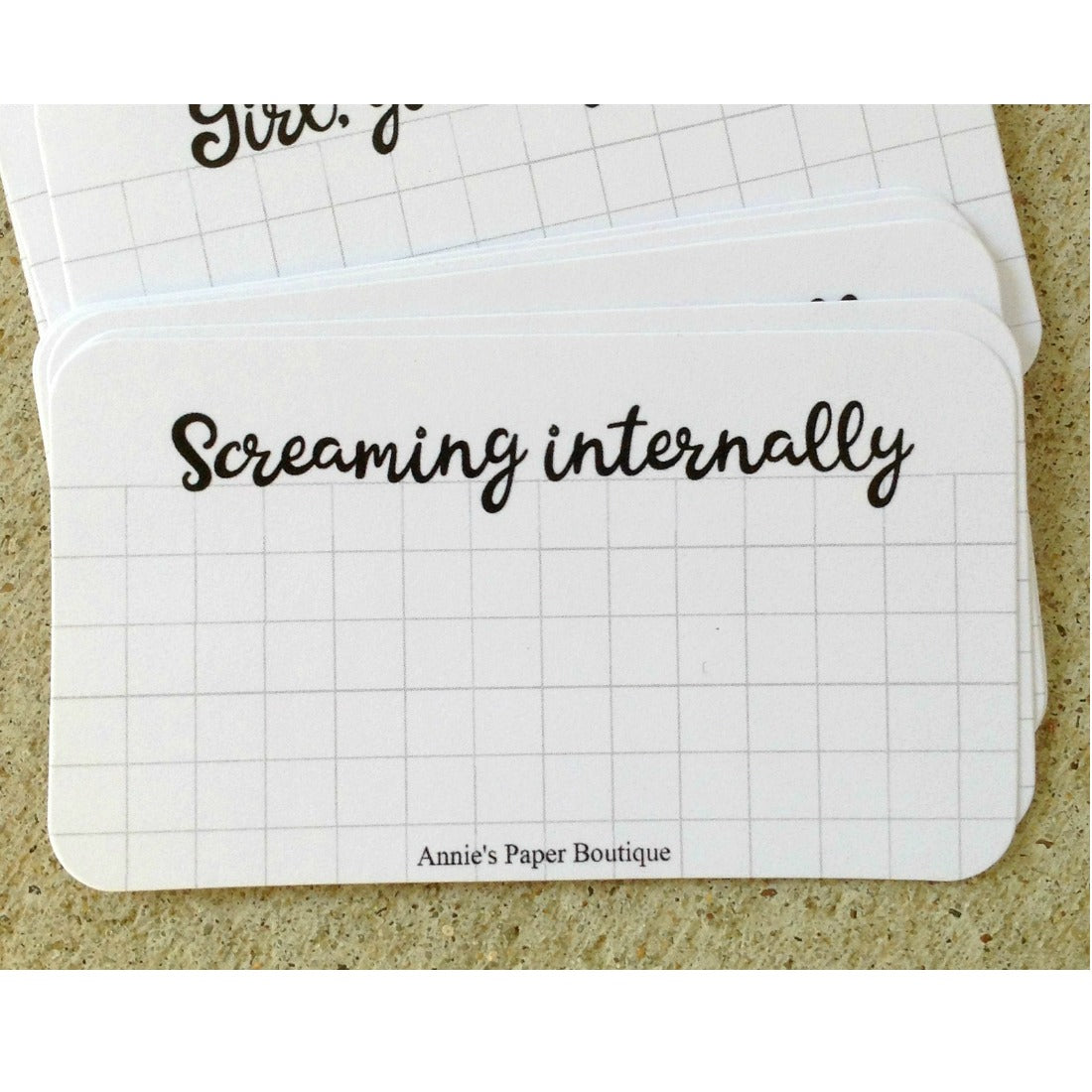 Screaming Internally mini note cards