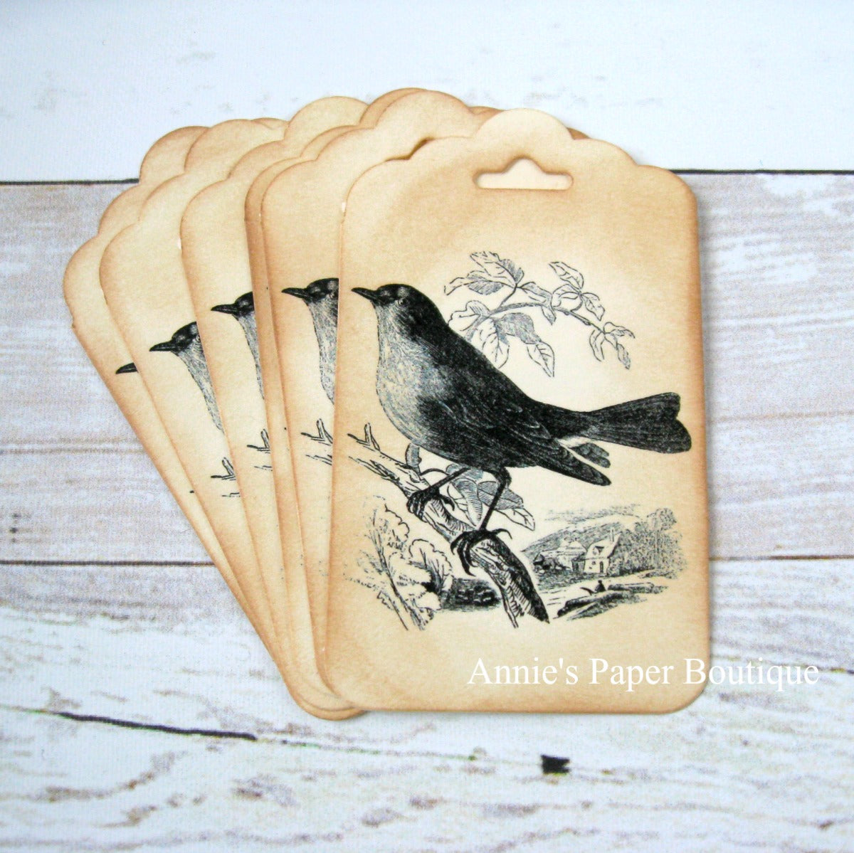 Black Bird Vintage Inspired Tags