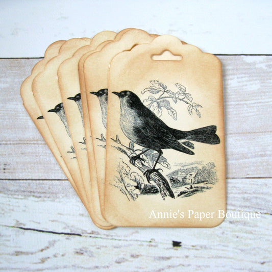Black Bird Vintage Inspired Tags