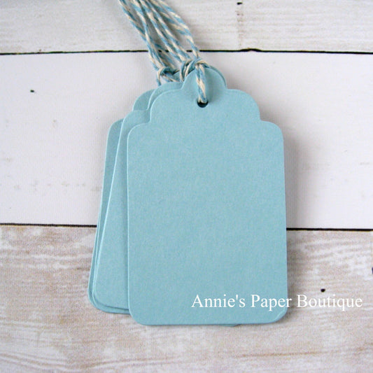 Sky Scallop Tags with Sky Trendy Bakers Twine