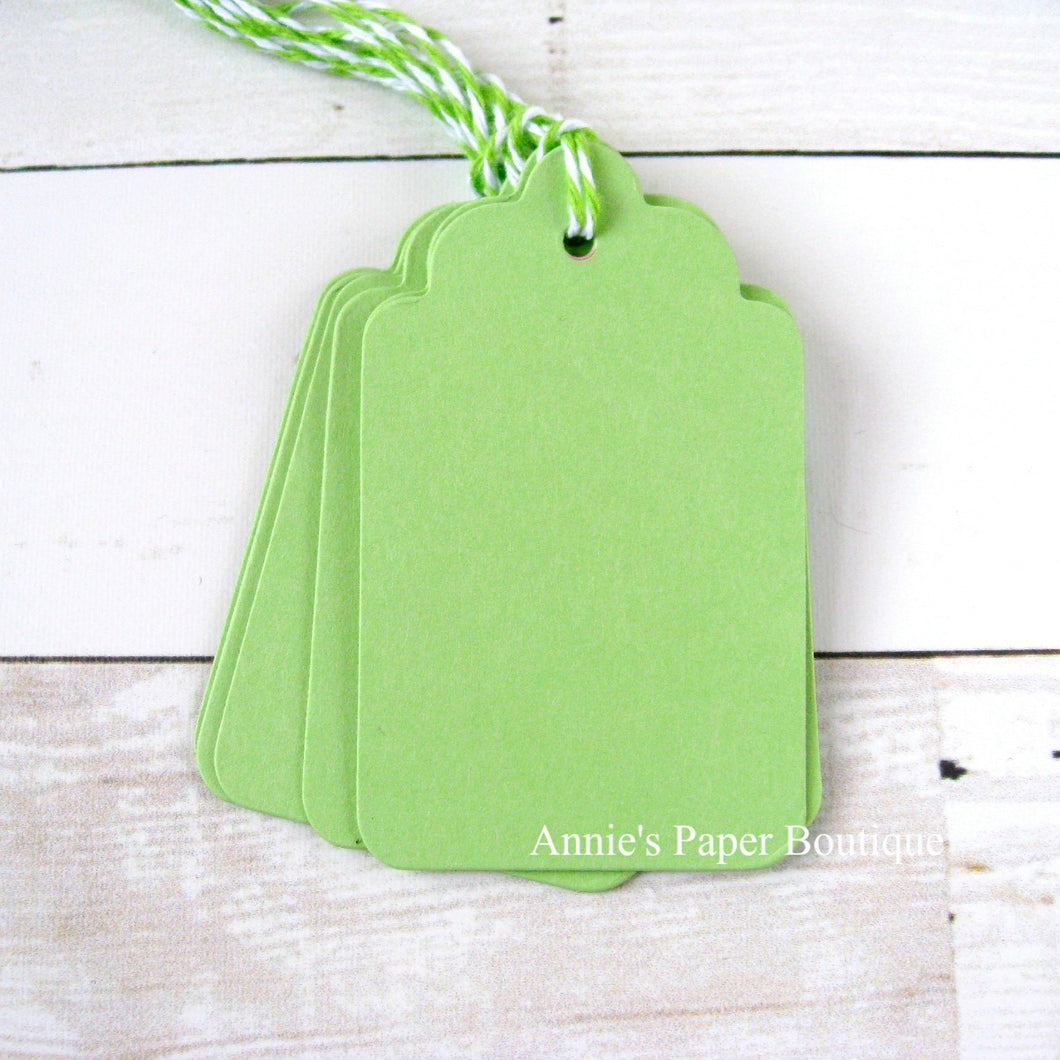 Spring Green Scallop Tags with Limeade Trendy Twine