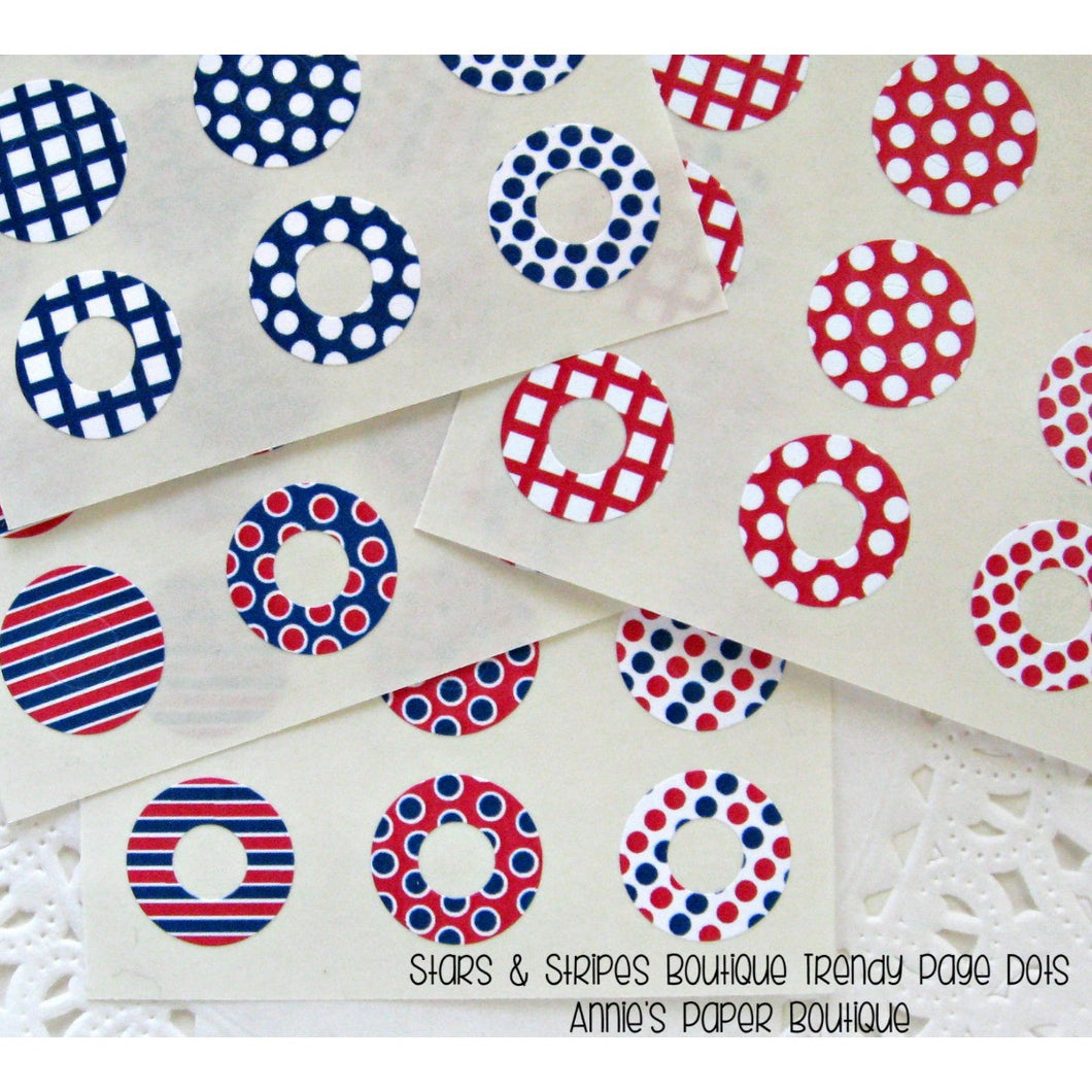 Stars & Stripes Trendy Page Dots, Navy and Red Reinforcements