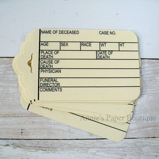 Toe Tag Ephemera Tags