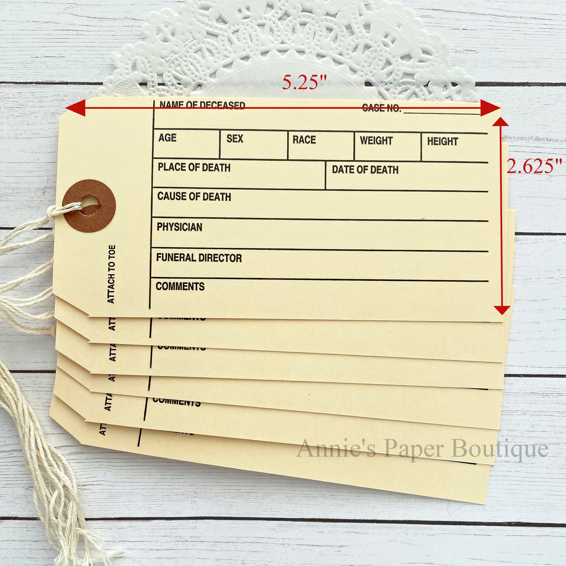 Toe Tag measurements