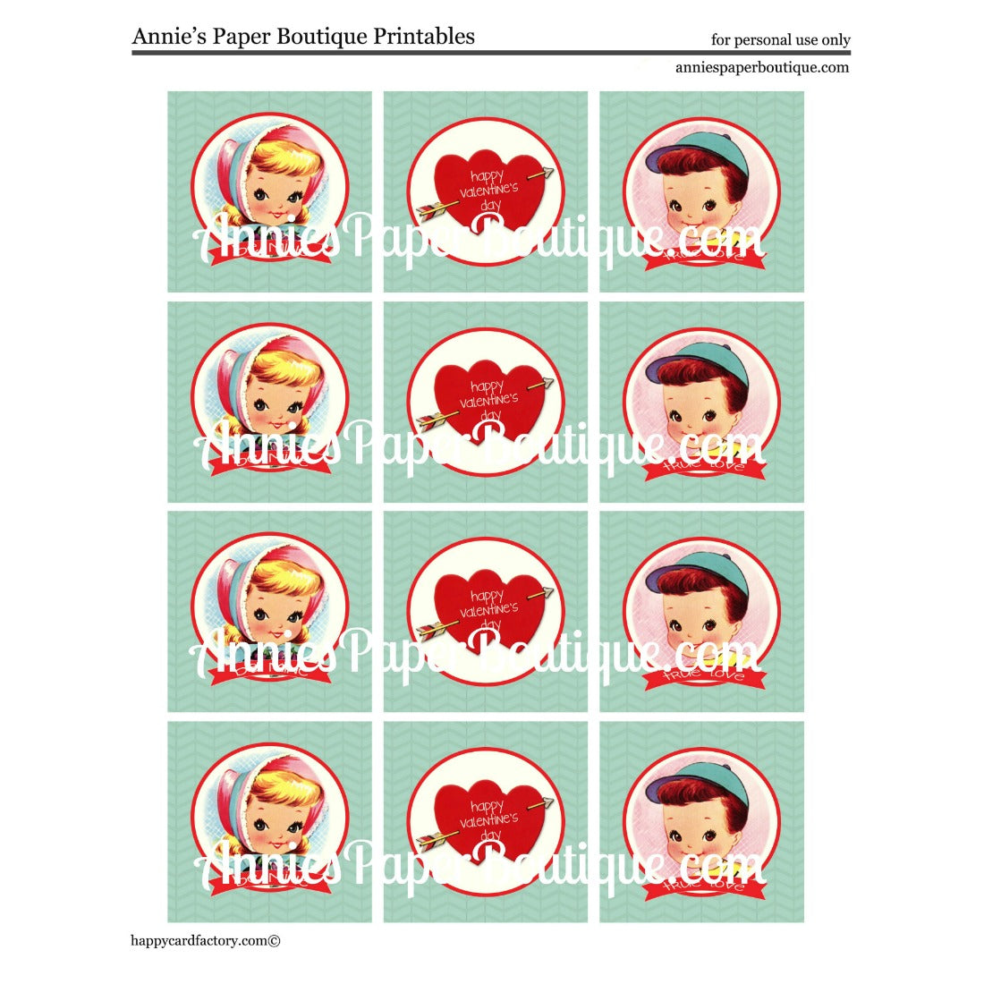Vintage Valentine Print & Punch Tags 